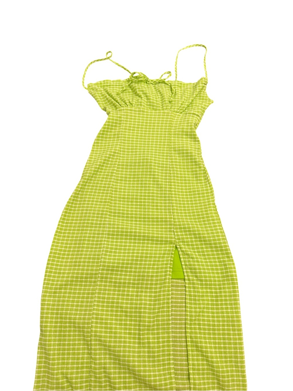 Forever 21 Lime Green Plaid Maxi Dress